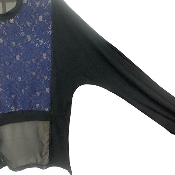 BCBGMAXAZRIA sz XS Sheer Lace Combo Hi Lo IZA Top Blouse - Picture 9 of 12